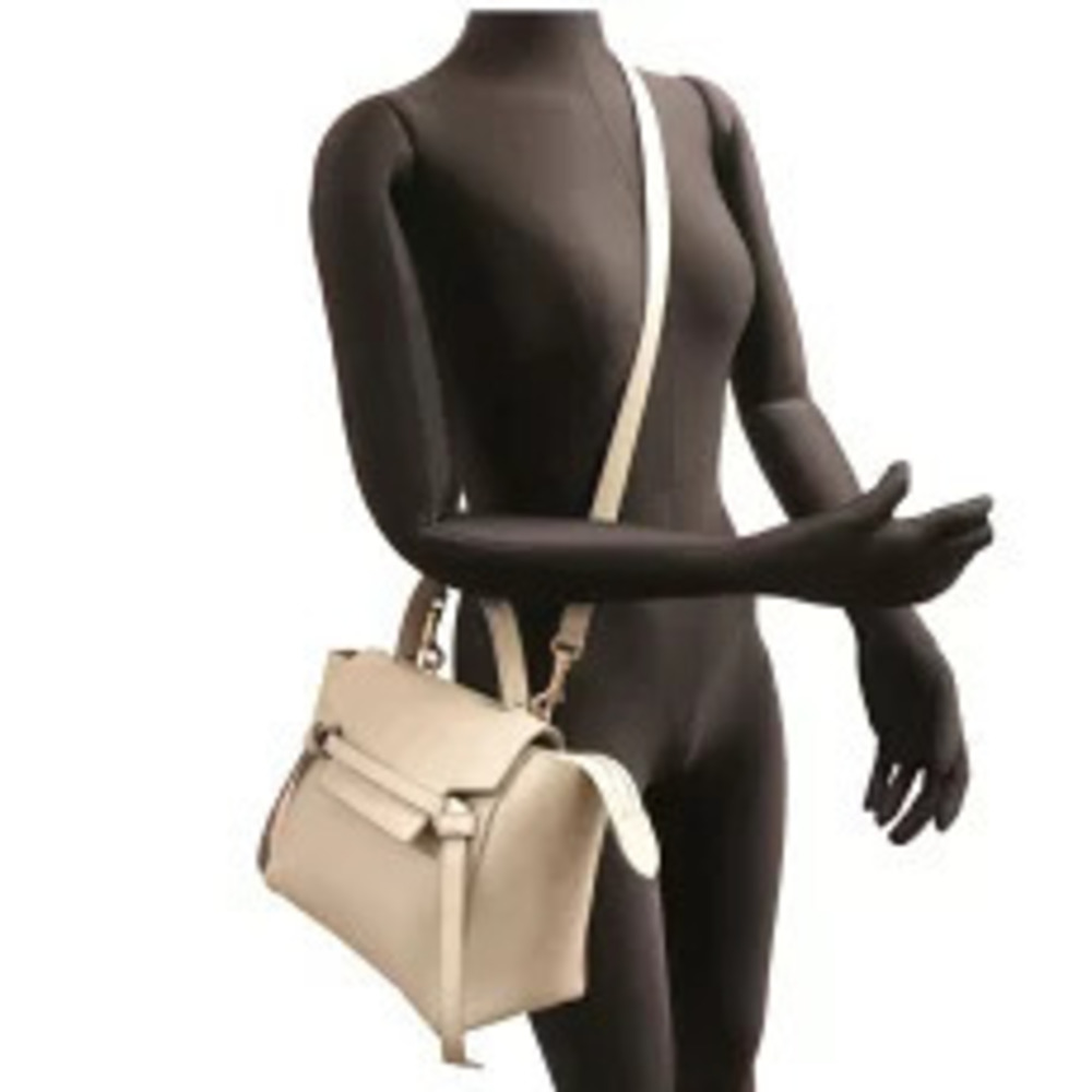 Celine Belt Body Waist Crossbody Bag Shoulder Leather Gray - Picture 9 of 9